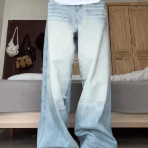 Light Wash Baggy Y2K Jeans for Grunge & Coquette Aesthetic Outfits