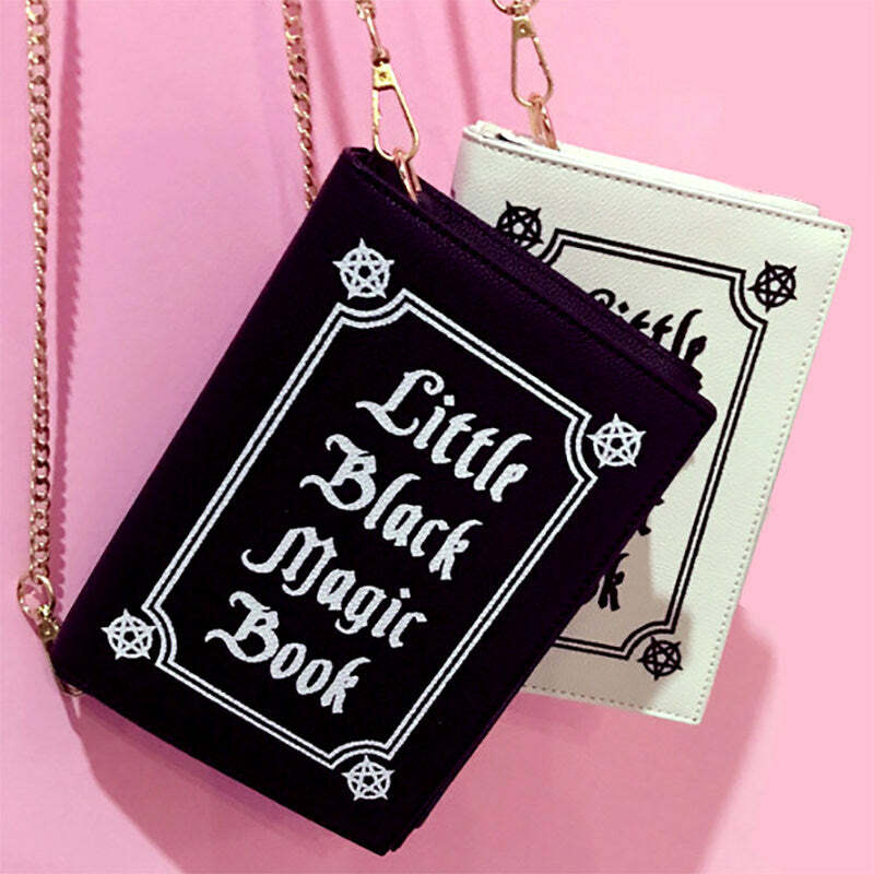 Little Black Magic Book Bag - Y2K Aesthetic, Coquette & Grunge Styles