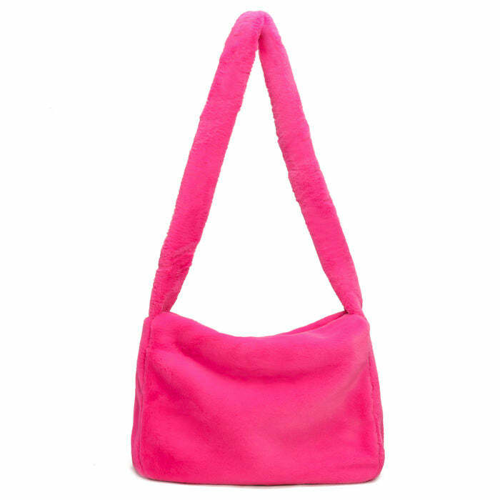 Neon Fuzzy Bag: Y2K Aesthetic Accessory for Cute & Grunge Outfits