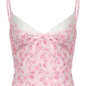 Pink Petal Lace Trim Top - Y2K Fashion Cute Aesthetic for Modern Outfits