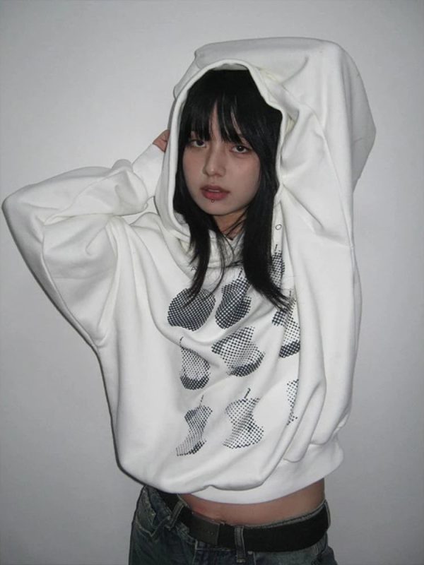 Pixel Core Apple Hoodie - Y2K Fashion Essential for Coquette & Grunge Aesthetics