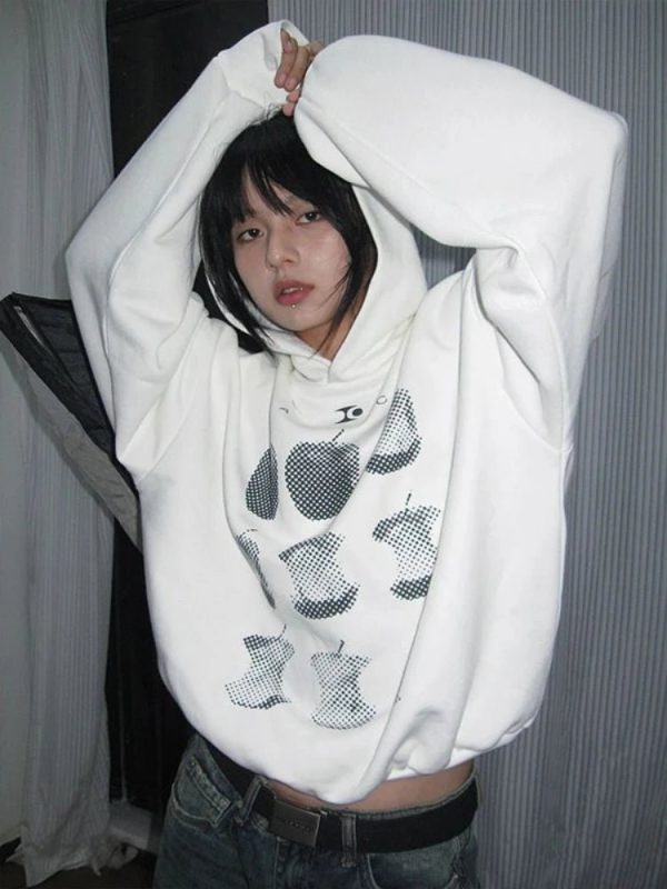 Pixel Core Apple Hoodie - Y2K Fashion Essential for Coquette & Grunge Aesthetics