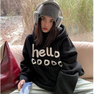 Playful Y2K Oversized Hoodie for Coquette & Grunge Aesthetic Lovers