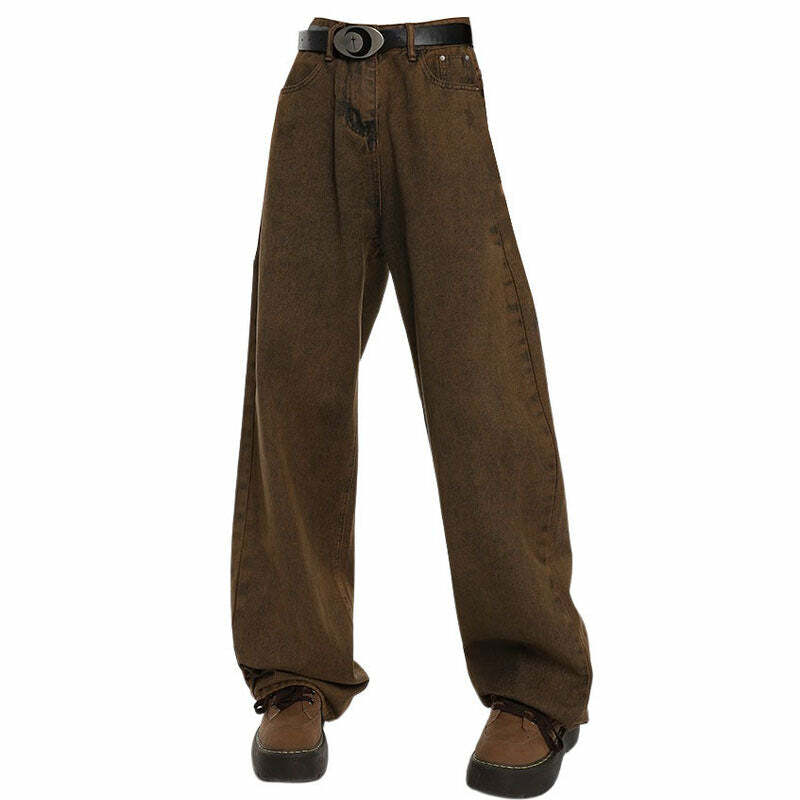 Problem Child Brown Jeans: Y2K Grunge Aesthetic for Trendy Outfits