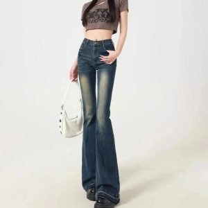 Retro Embroidered Flare Jeans for Y2K Fashion & Coquette Aesthetic