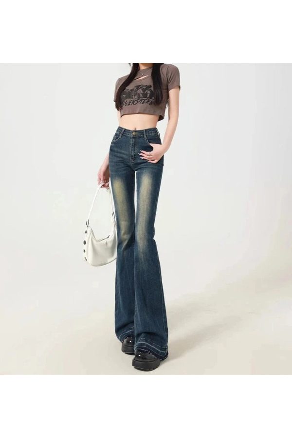 Retro Embroidered Flare Jeans for Y2K Fashion & Coquette Aesthetic