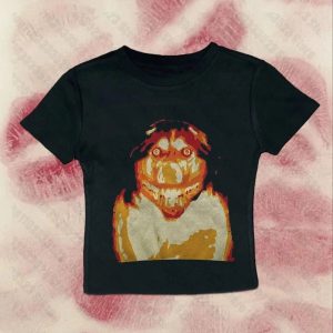 Retro Horror Graphic Baby Top - Y2K Aesthetic Cute Top for Grunge & Coquette