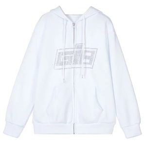 Rhinestone Logo Zip-Up Hoodie - Y2K Fashion for Coquette & Grunge Aesthetic