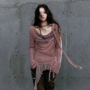 Rustic Dystopia Top: Embrace Y2K Fashion with Grunge & Coquette Aesthetic