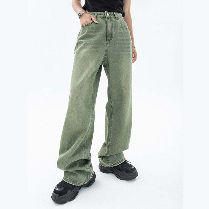 Sage Green Baggy Jeans for Y2K Fashion: Cute Tops & Aesthetic Outfits