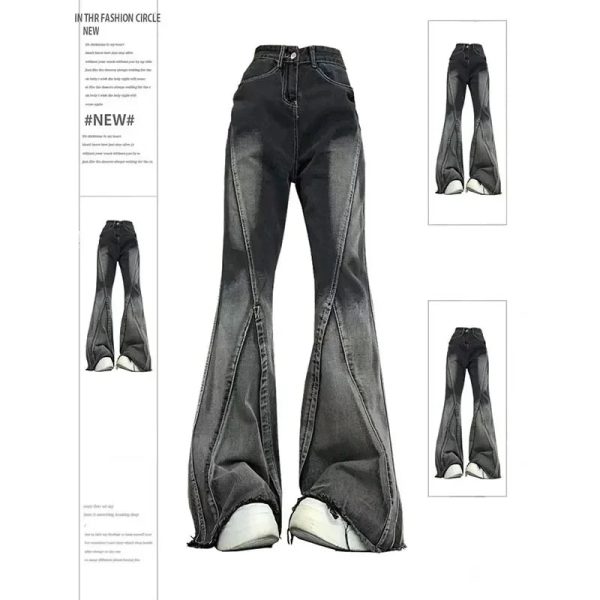 Shadow Flare Panel Jeans - Y2K Fashion for Grunge & Coquette Aesthetic