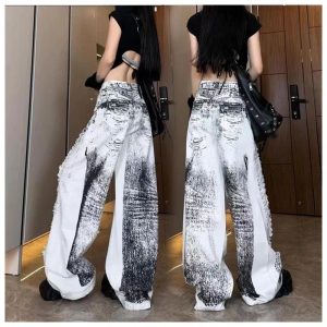 Shattered Chaos Ripped Jeans - Y2K Grunge Aesthetic & Cute Tops Vibe