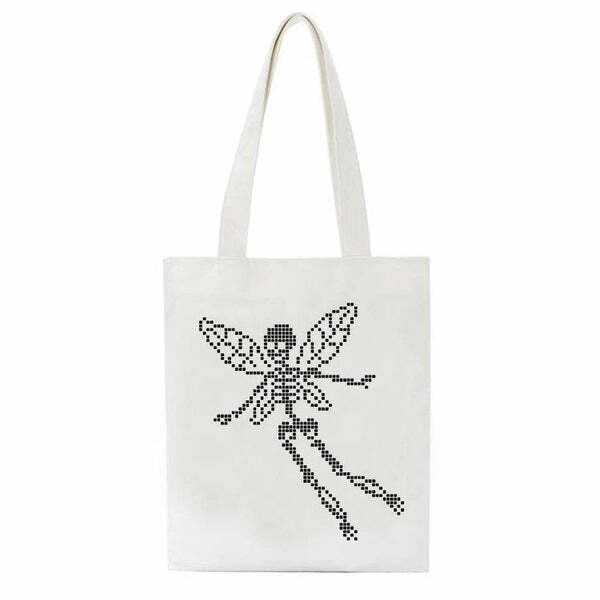 Skull Butterfly Canvas Bag - Y2K Aesthetic, Grunge & Coquette Fashion