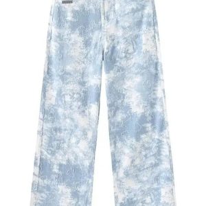 Sky Wash Wide-Leg Jeans for Y2K Fashion: Grunge & Coquette Aesthetic