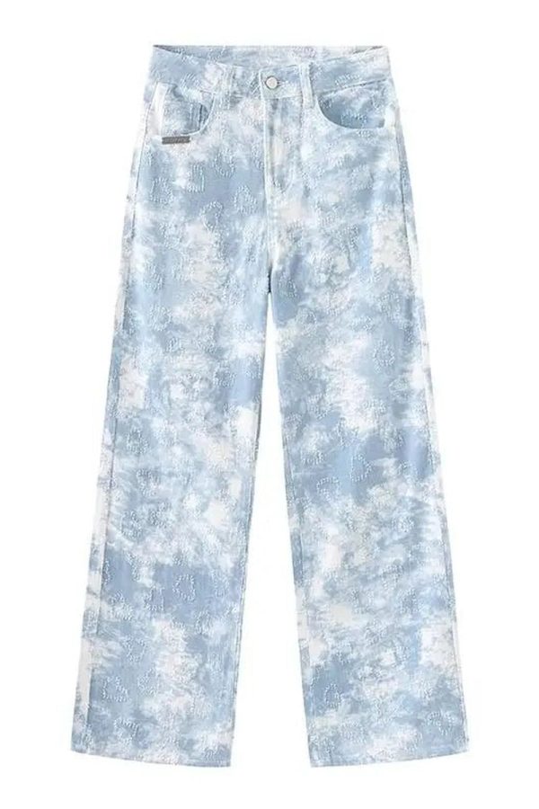 Sky Wash Wide-Leg Jeans for Y2K Fashion: Grunge & Coquette Aesthetic