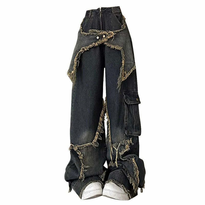 Star Girl Baggy Wide Leg Jeans - Y2K Fashion for Coquette & Grunge Aesthetics