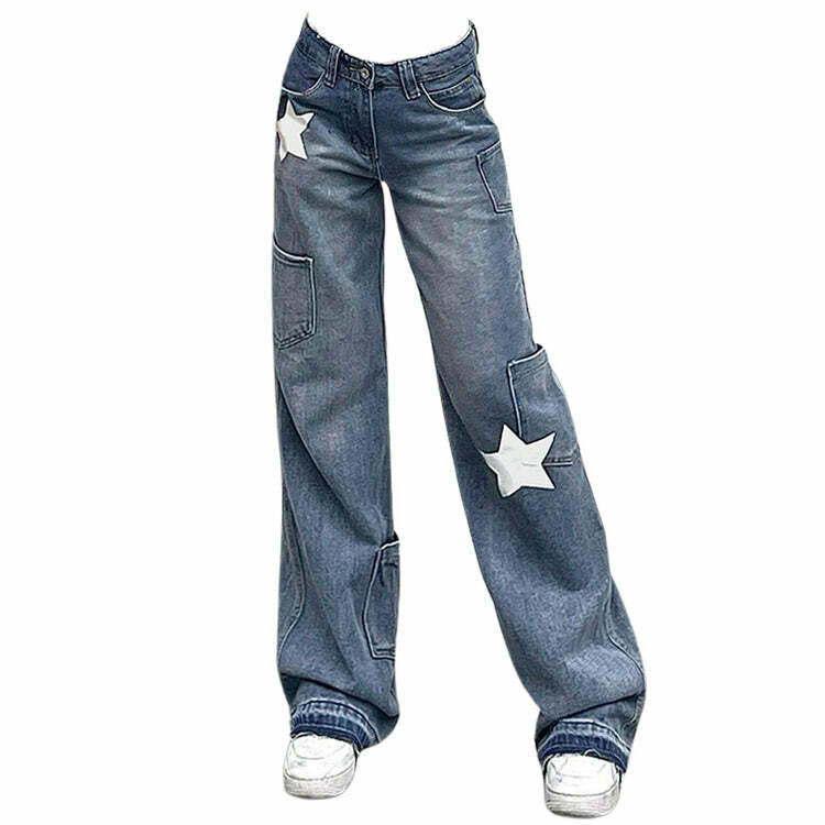 Star Print Y2K Aesthetic Jeans for Trendy Outfits & Cute Looks