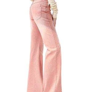 Starry Pink Distressed Jeans - Y2K Fashion for Coquette & Grunge Aesthetics