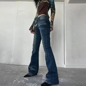 Stellar Studded Flare Jeans - Y2K Fashion for Coquette & Grunge Aesthetics