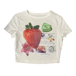 Strawberry Dreams Y2K Aesthetic Collage Top - Cute Pastel Goth Style