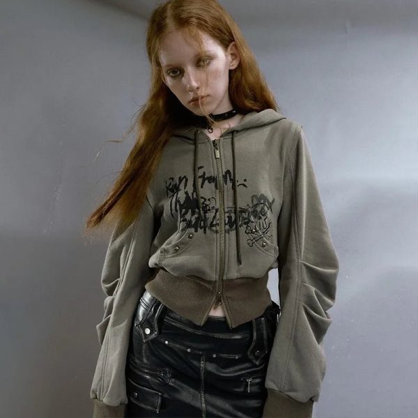 Street Edge Hoodie: Y2K Grunge Aesthetic for Trendy Outfits