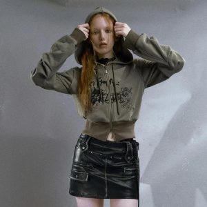 Street Edge Hoodie: Y2K Grunge Aesthetic for Trendy Outfits