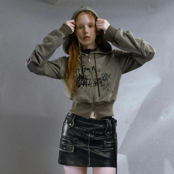 Street Edge Hoodie: Y2K Grunge Aesthetic for Trendy Outfits