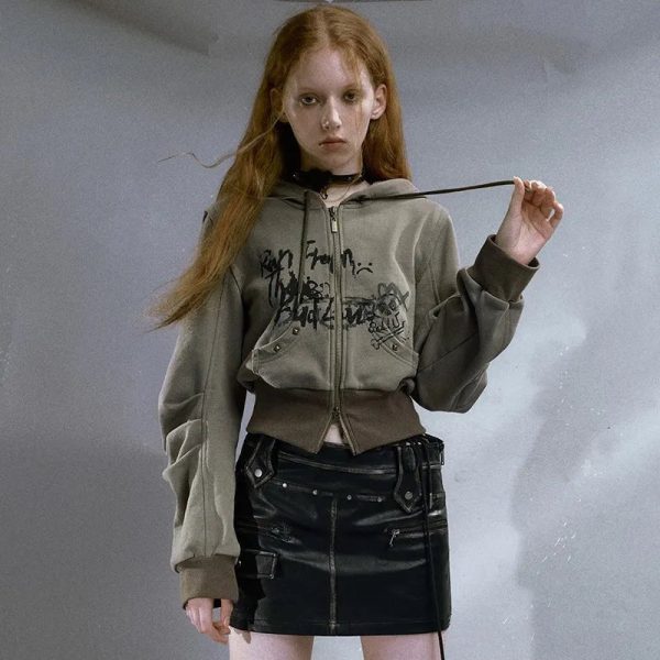 Street Edge Hoodie: Y2K Grunge Aesthetic for Trendy Outfits