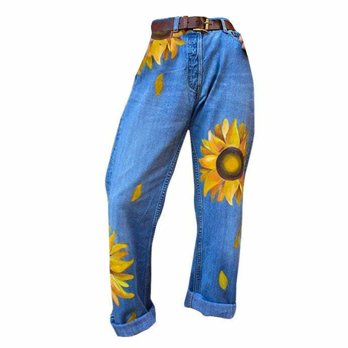 Sunflowers Mom Jeans: Embrace Y2K Fashion with Cute Aesthetic Vibes