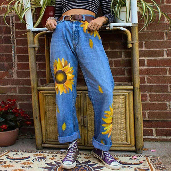 Sunflowers Mom Jeans: Embrace Y2K Fashion with Cute Aesthetic Vibes