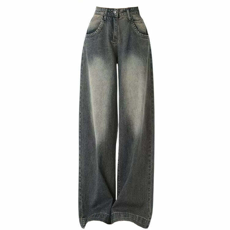 Trendy Black Washed Out Jeans for Y2K Fashion & Grunge Aesthetic