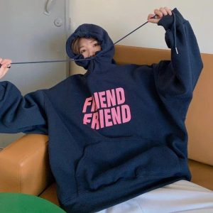 Trendy Oversized Friend Graphic Hoodie for Y2K Aesthetic Lovers