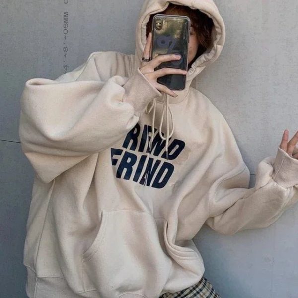 Trendy Oversized Friend Graphic Hoodie for Y2K Aesthetic Lovers