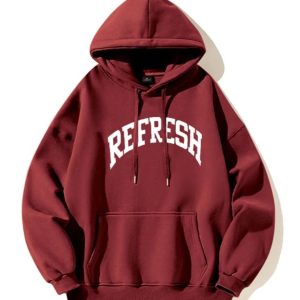 Trendy Oversized Maroon Graphic Hoodie for Y2K Fashion Lovers