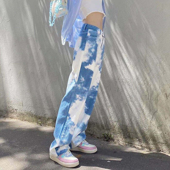 Trendy Tie Dye Wide Pants for Y2K Fashion & Aesthetic Outfits