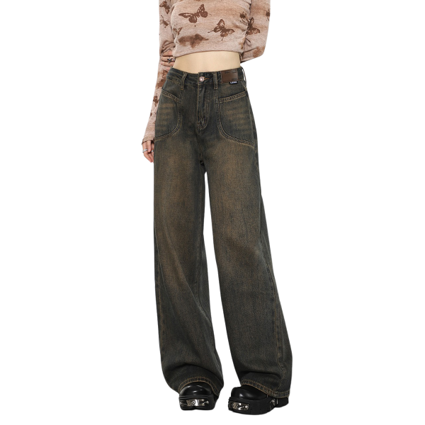 Trendy Y2K Brown Jeans for Coquette & Grunge Aesthetic Outfits