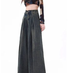 Trendy Y2K Ultra Wide-Leg Baggy Jeans for Grunge & Coquette Aesthetic