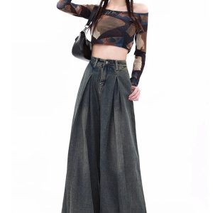 Trendy Y2K Ultra Wide-Leg Baggy Jeans for Grunge & Coquette Aesthetic