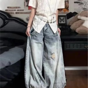 Vintage Balloon Wide-Leg Jeans for Y2K Fashion & Aesthetic Outfits