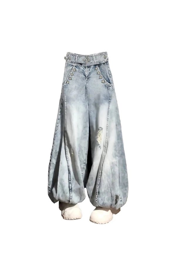 Vintage Balloon Wide-Leg Jeans for Y2K Fashion & Aesthetic Outfits