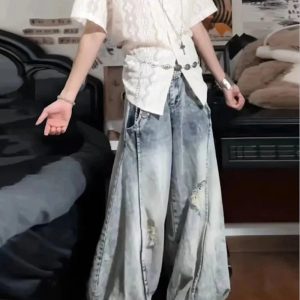 Vintage Balloon Wide-Leg Jeans for Y2K Fashion & Aesthetic Outfits