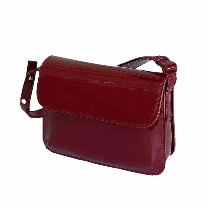 Vintage Red Lacquered Bag - Y2K Aesthetic for Coquette & Grunge Styles