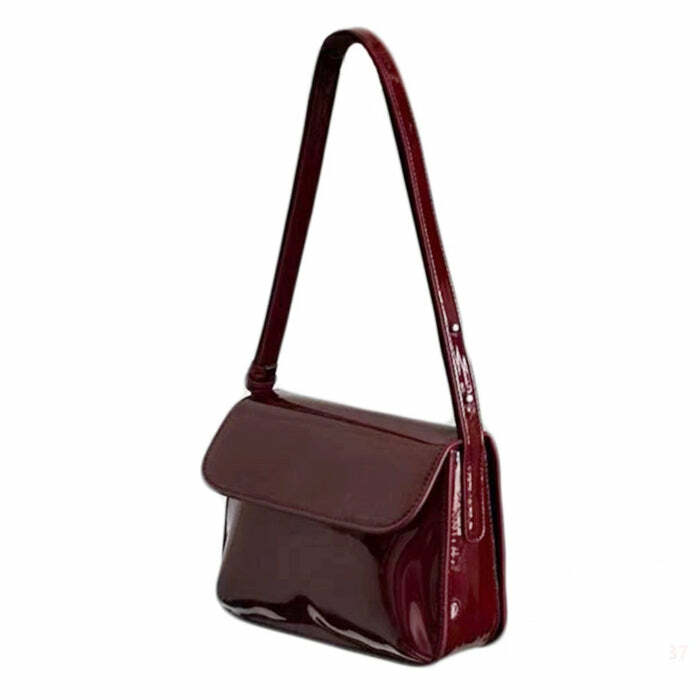 Vintage Red Lacquered Bag - Y2K Aesthetic for Coquette & Grunge Styles