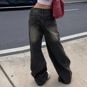 Vintage Washed Baggy Jeans for Y2K Fashion & Coquette Aesthetic Outfits