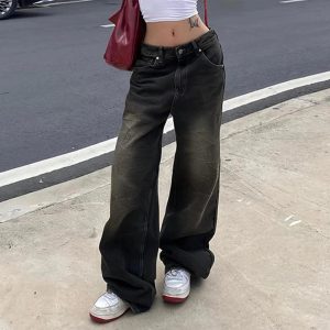 Vintage Washed Baggy Jeans for Y2K Fashion & Coquette Aesthetic Outfits