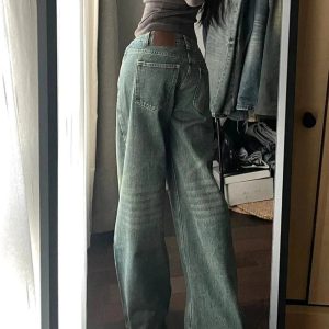 Vintage Washed Wide-Leg Jeans for Y2K Fashion & Grunge Aesthetic Outfits