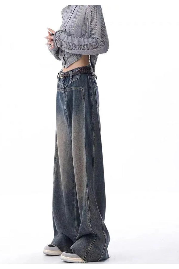 Vintage Washed Wide-Leg Jeans for Y2K Fashion & Grunge Aesthetic Outfits