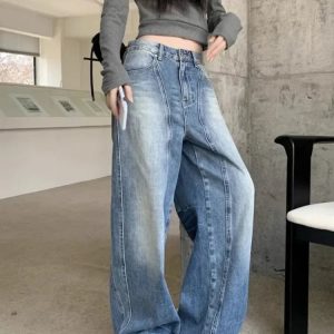 Vintage Washed Wide-Leg Jeans for Y2K Fashion & Grunge Aesthetic Outfits