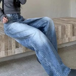 Vintage Washed Wide-Leg Jeans for Y2K Fashion & Grunge Aesthetic Outfits