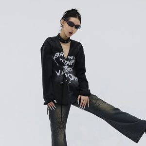 Void Graffiti Top: Y2K Fashion Meets Coquette & Grunge Aesthetic